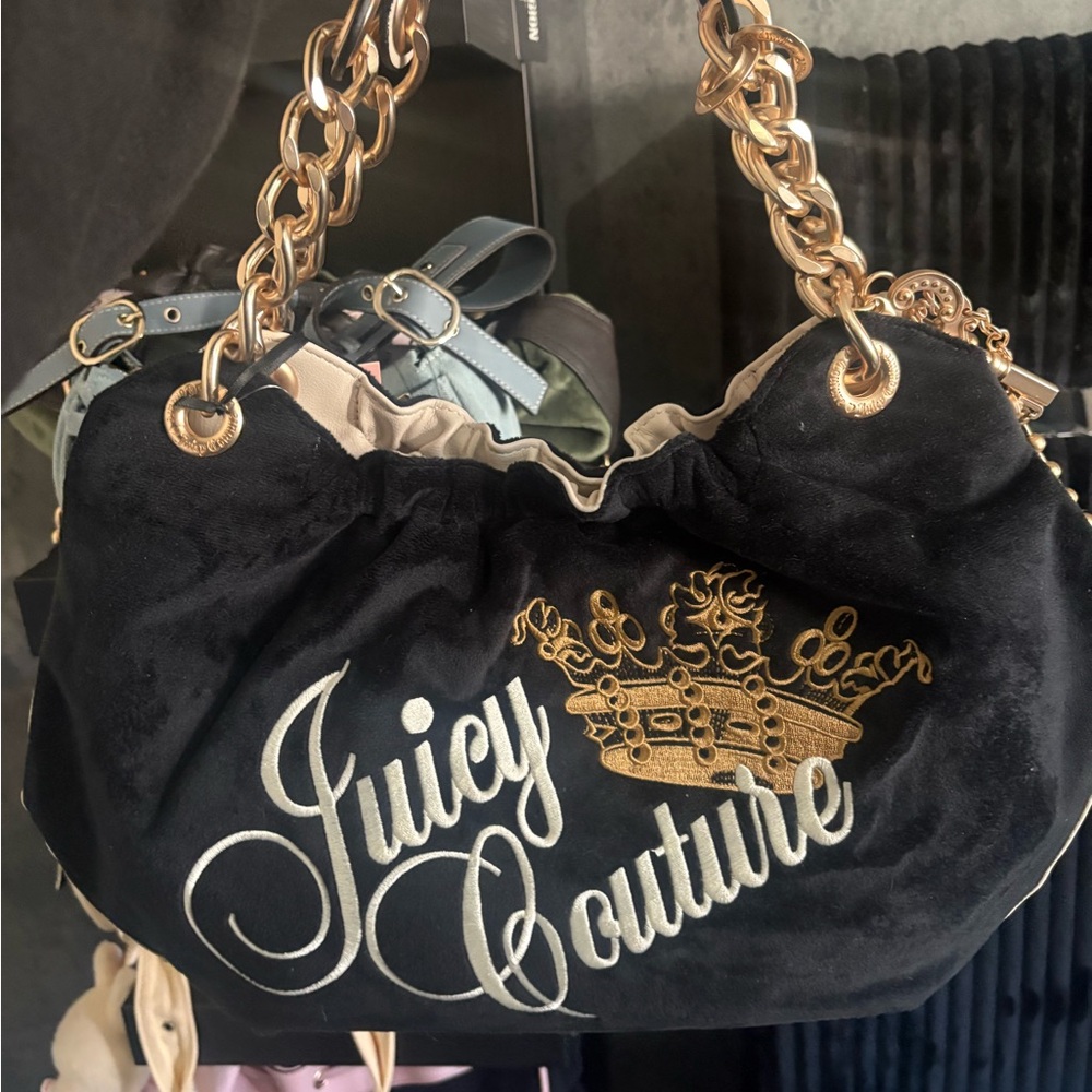 Juicy Couture Black and Gold Shoulder Bag